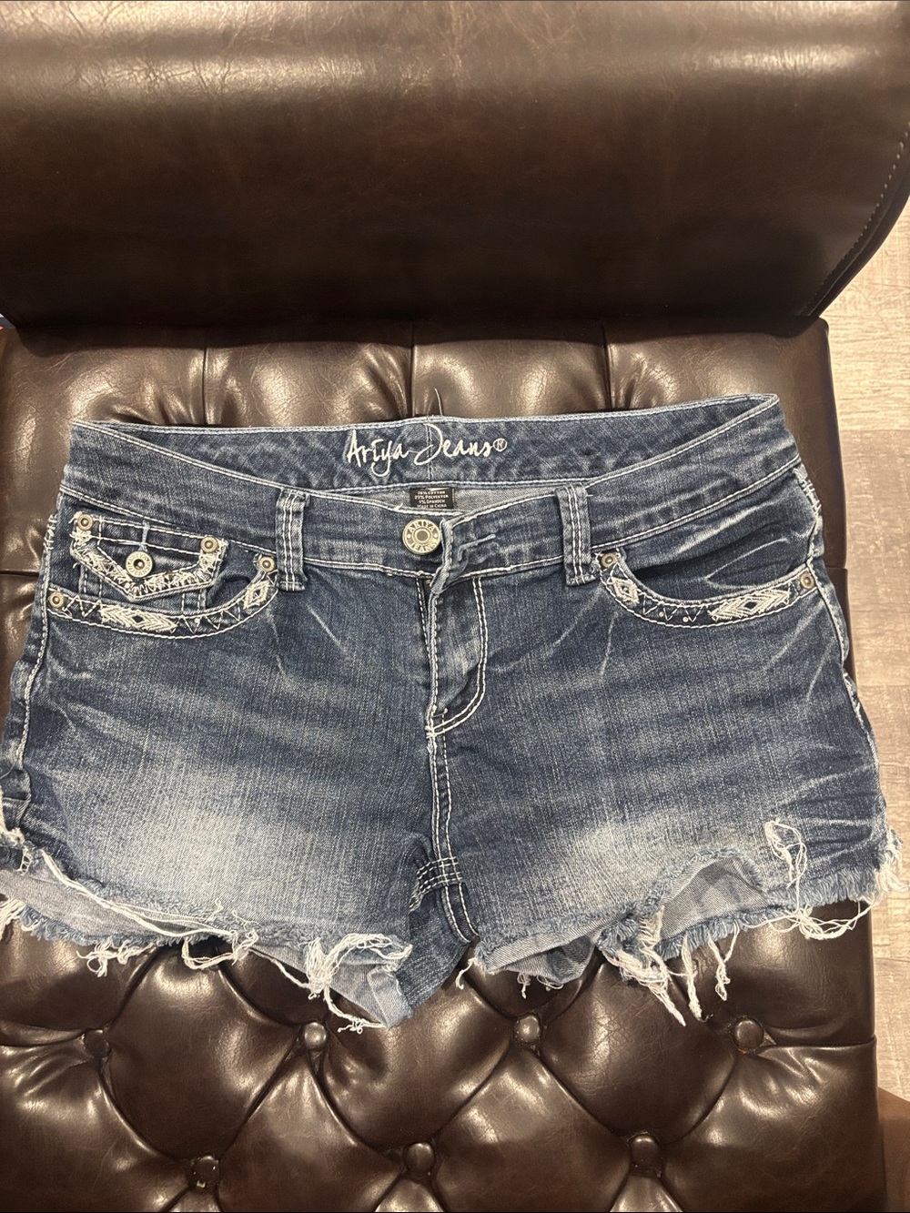 Ariya Dark Wash Distressed Denim Cutoff Shorts